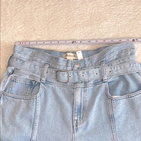 Madewell Belted‎ Wide-Leg Baggy Jeans Light Wash Size 31 NWT - Picture 3 of 11